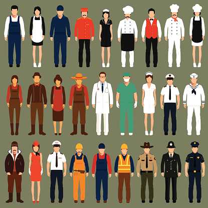 uniform vector workers dress work cartoon code profession uniforms icon employee appearance behavior customer workplace vectors clipart royalty services illustration