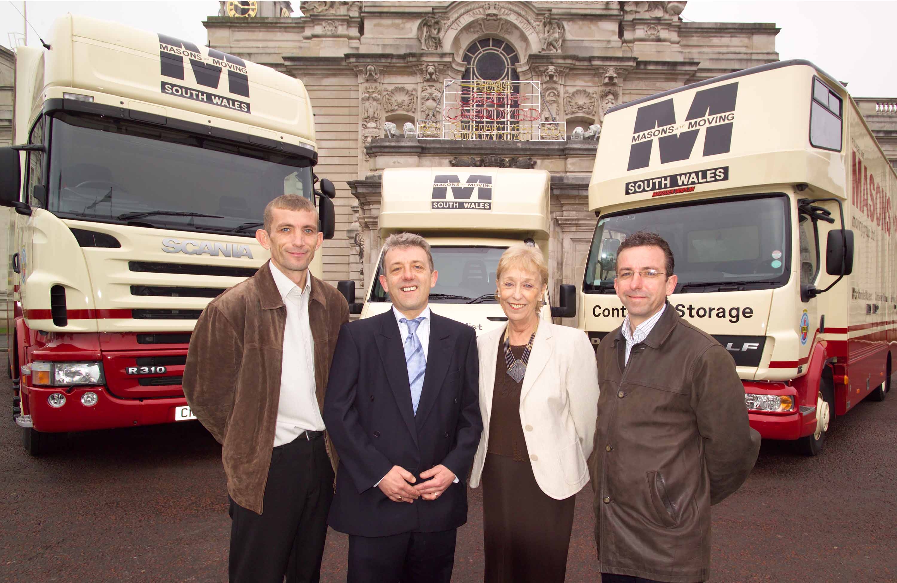 Richard, Gordon, Esme and Brett outside Cardiff City Hall