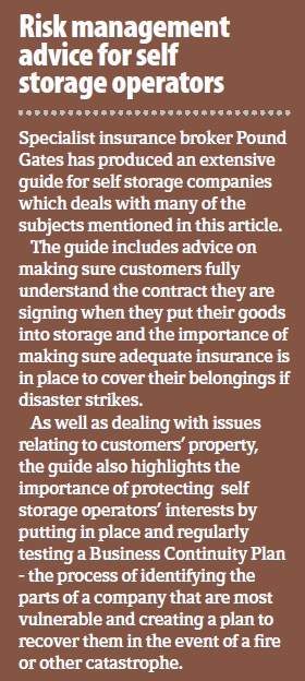 Risk management advice for self storage operators Risk management advice for self storage operators