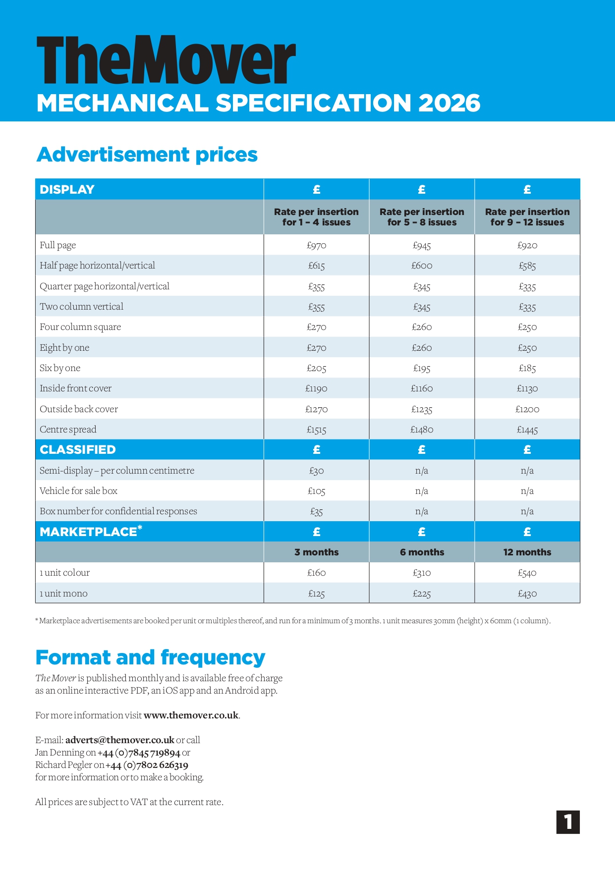 The Mover Rate Card 2026