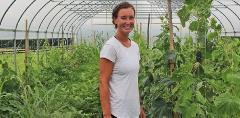 The farm now has greenhouses for bringing on seedlings