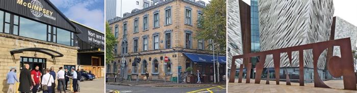 Delegates assemble at the McGimpsey warehouse_ The Ten Square Hotel_ the Titanic Centre Delegates assemble at the McGimpsey warehouse_ The Ten Square Hotel_ the Titanic Centre