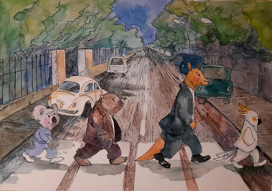 The Beatles-inspired artwork was created by Emiliya Bogdanova