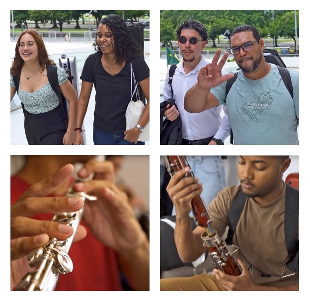 ASM Orchestra musicians arrive and prepare to perform