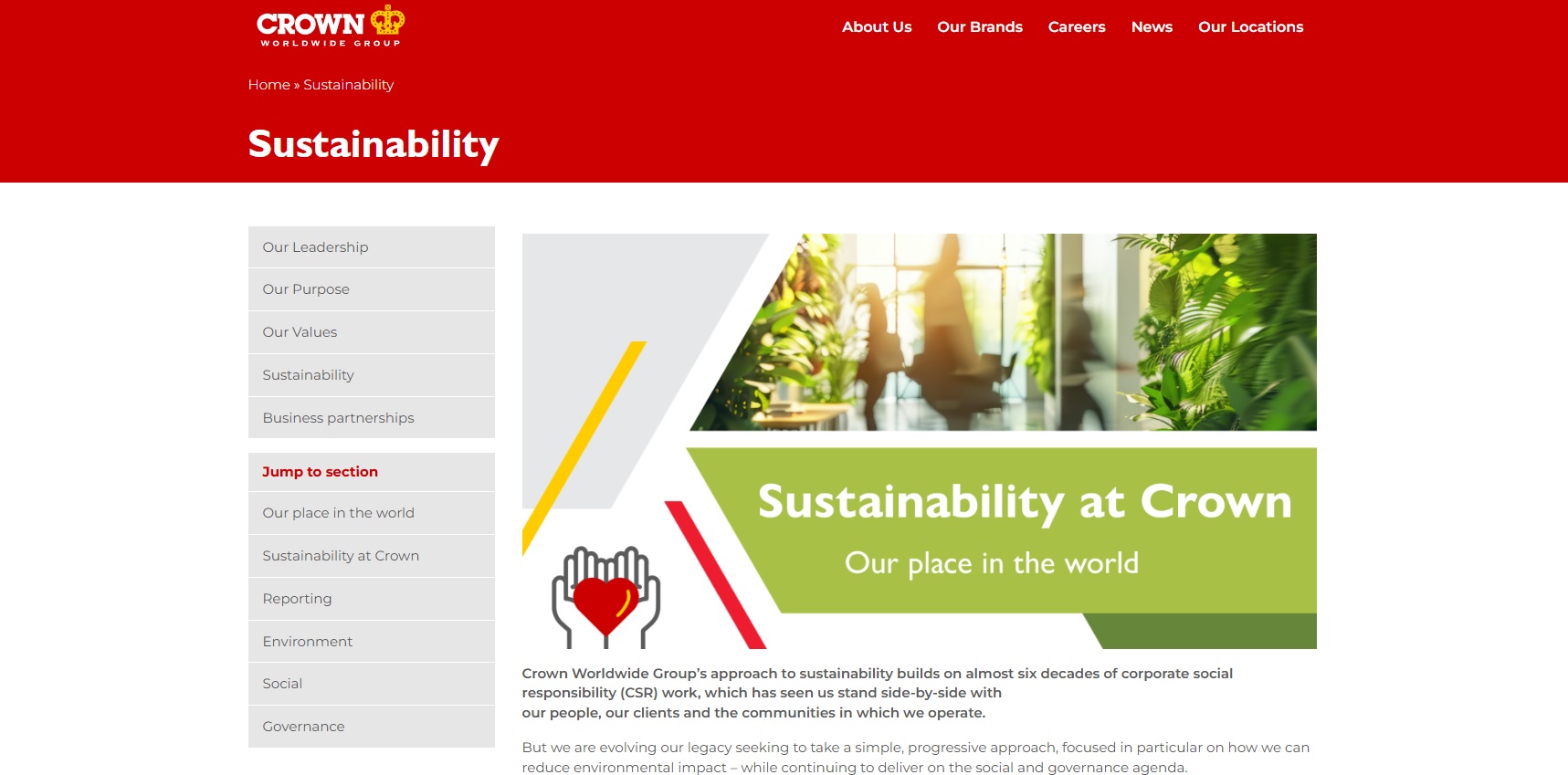 Crown Sustainability Report website