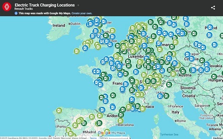European electric charging map  