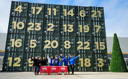 Each container is filled to the roof with donated gifts