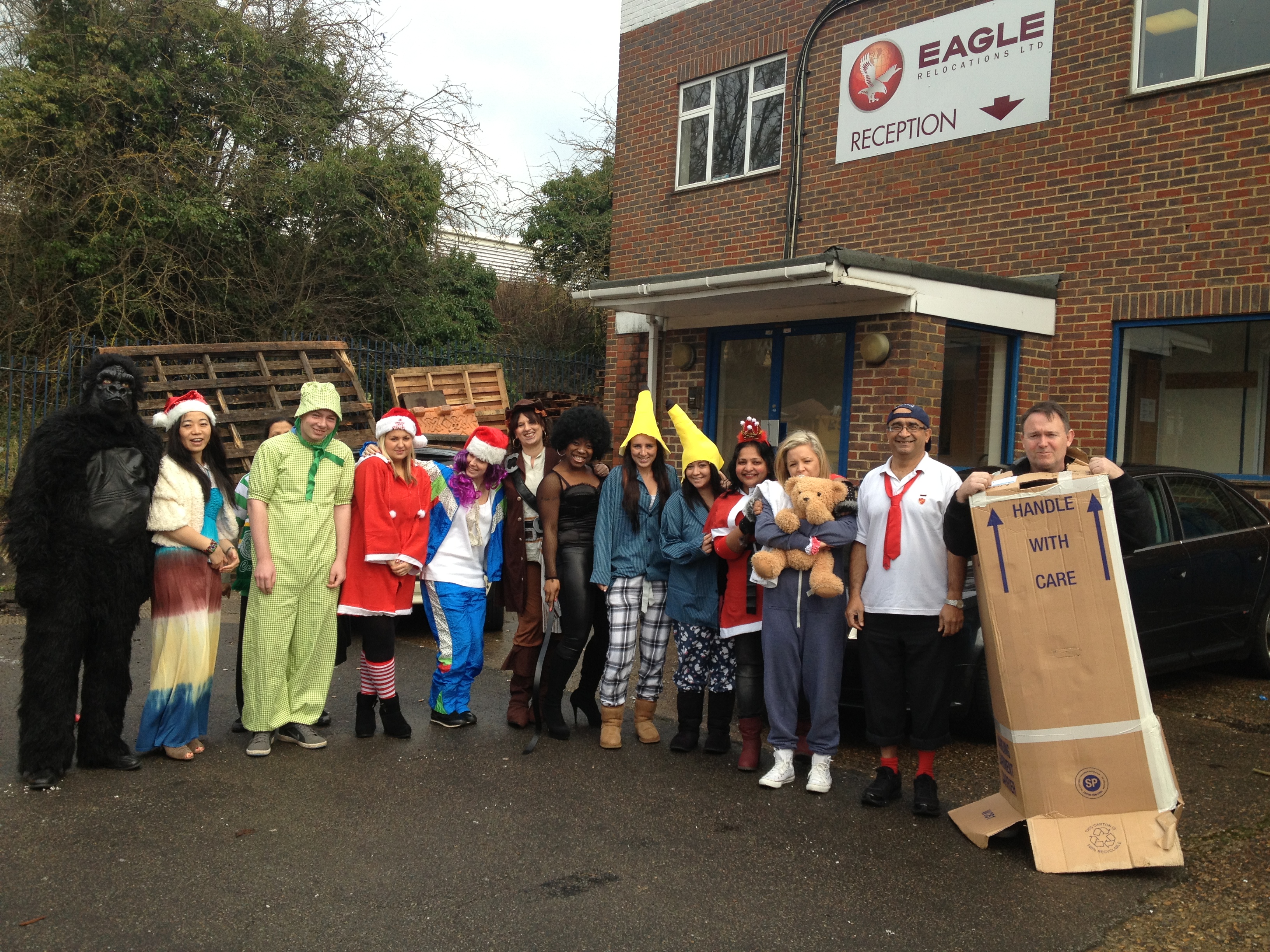 Eagle Relocations in fancy dress for charity