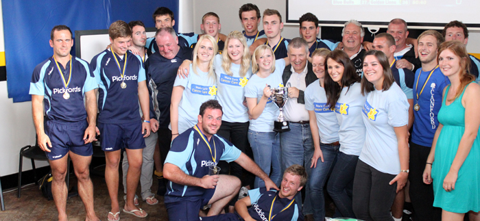 Paul Evans and friends, with the victorious Pickford's team