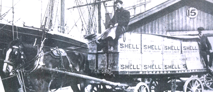 Pickfords horse and cart in front of Terra Nova 700x303